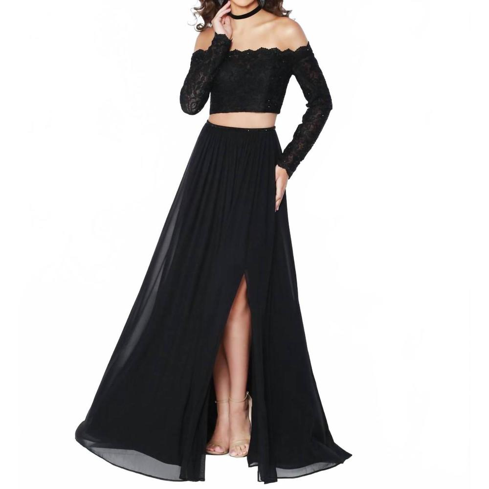NEW 2CUTE longsleeve prom dress in black
